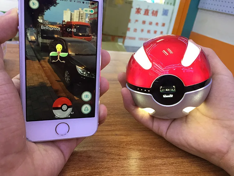 Новейшая популярная Быстрая зарядка для телефона Pokemon Go банк питания с красным