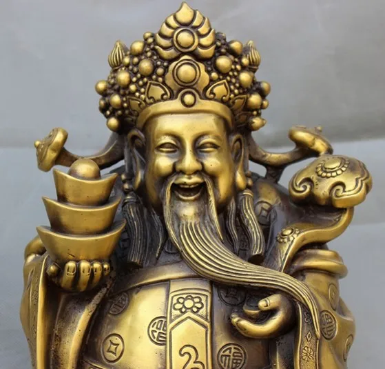 YM 321 16&quot Chinese Bronze RuYi YuanBao Coin Standing Happy Mammon God Buddha Statue | Дом и сад
