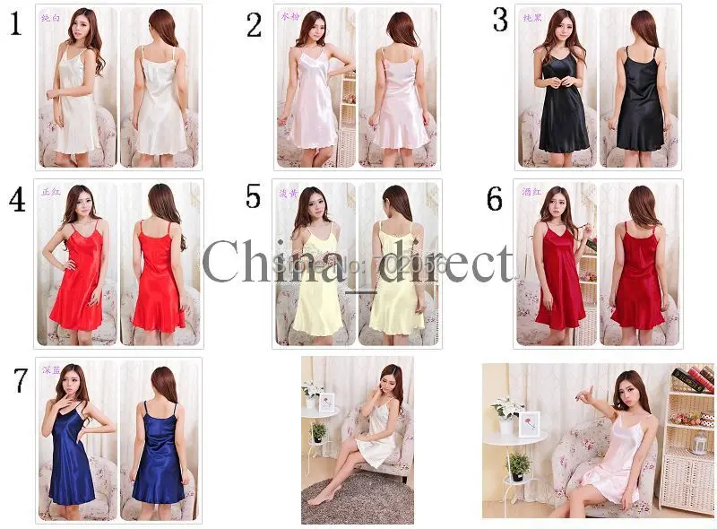 summer Women Sexy Rayon Silk Sleepshirts braces Lingerie Nightdress sleepwear female dress #3797 | Женская одежда