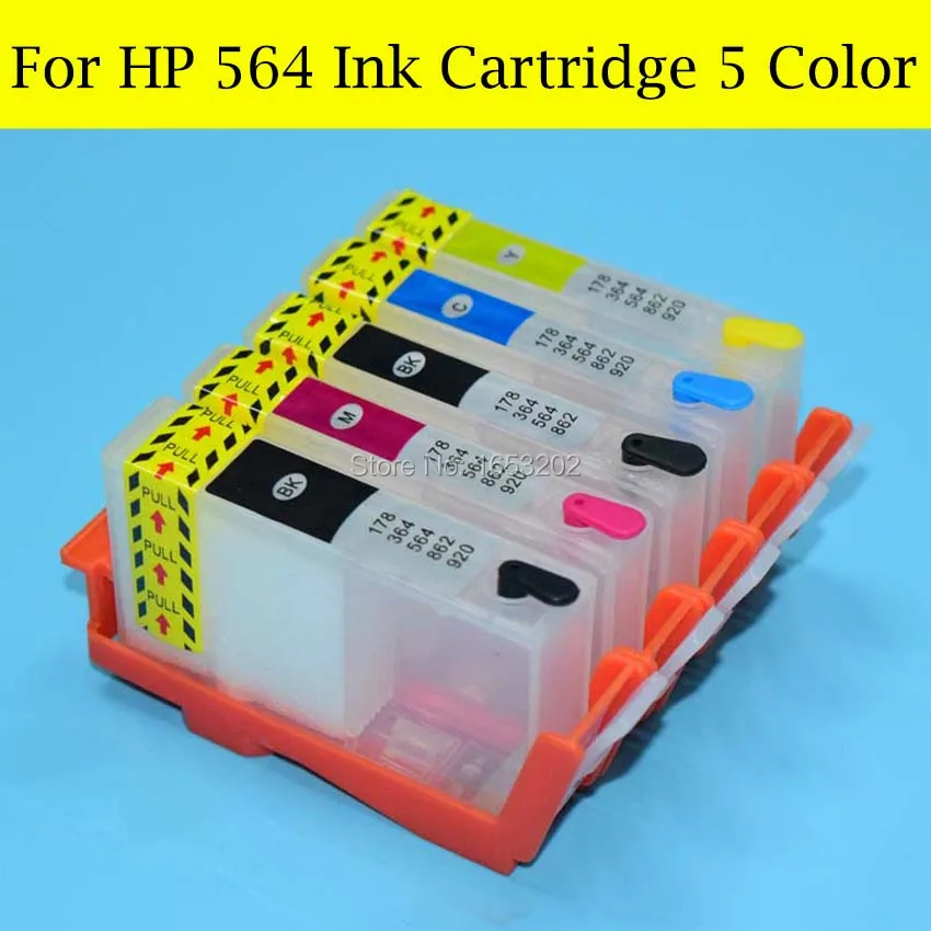 

5 Color 564 XL Ink Cartridge For HP 564 For 7510 B8550 C5380 C6375 C6380 C510A D5460 Printer With Auto Reset Chip