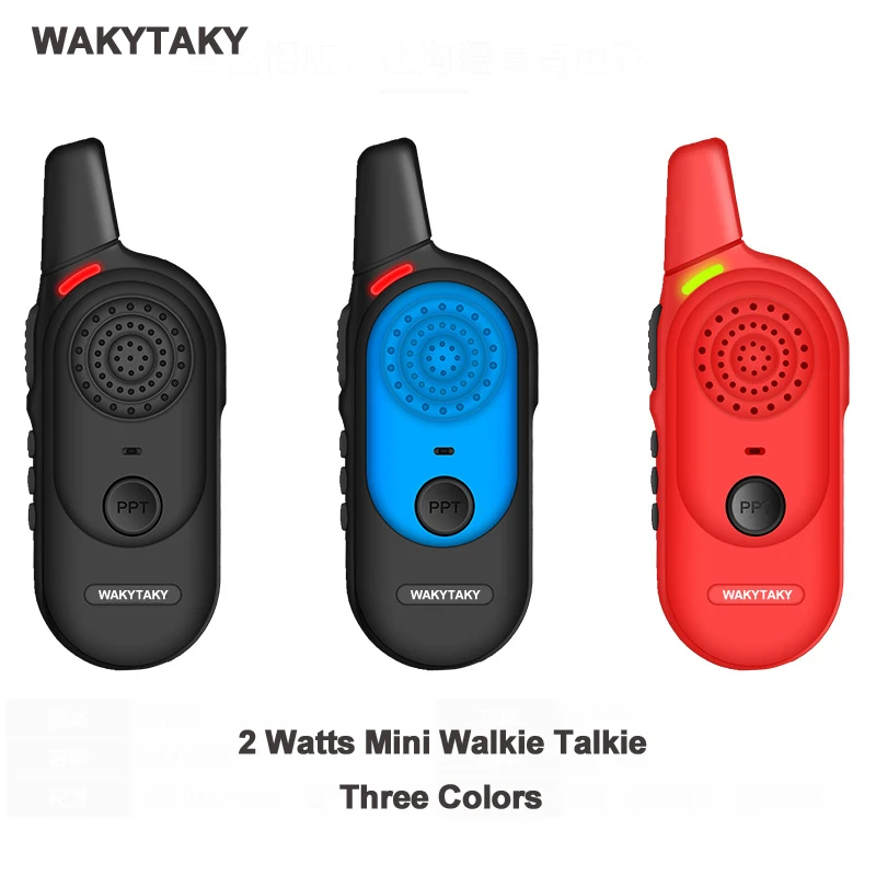 WAKYTAKY Мини Профессиональные Walkie Talkie 2 Вт UHF 400-480 мГц двойной PTT ключ ручной