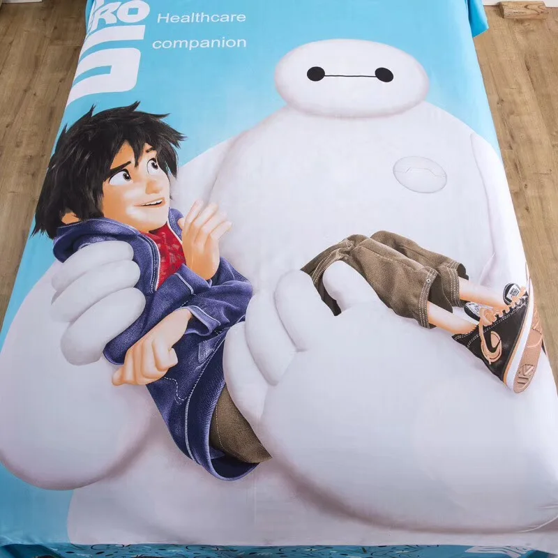 Disney мультфильм желтый Винни Baymax Минни Маус 3D принт постельное белье набор пододеяльник Qulit простыня наволочки хлопок