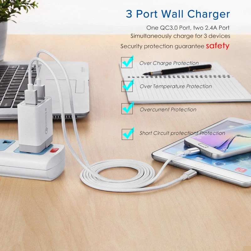 EECPT Быстрая зарядка 3 0 USB зарядное устройство QC3.0 Универсальный мобильный телефон
