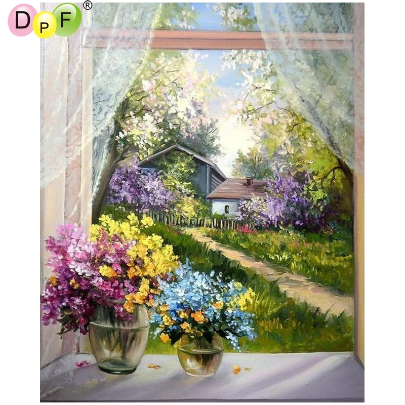 DPF путь на подоконнике 5D домашний декор Алмазная Вышивка ремесла настенная
