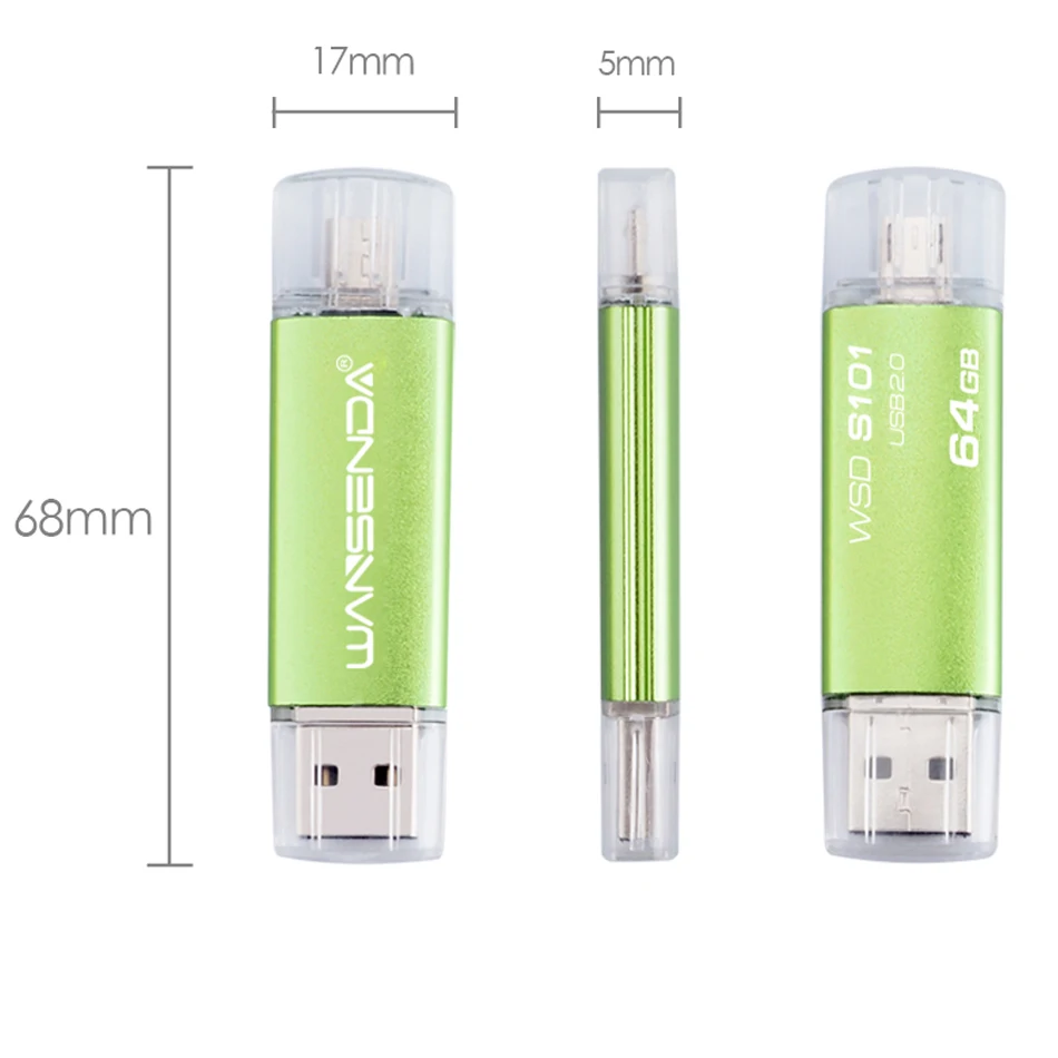 WANSENDA OTG 128 Гб флэш накопитель USB для Телефон Планшеты Android 4 GB/8 GB/16 GB/32 GB/64 GB Pendrive 2 в 1