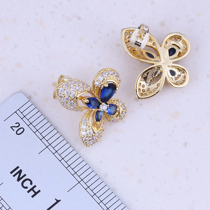 Женский комплект ювелирных изделий ювелирный набор из синего кристалла и белого