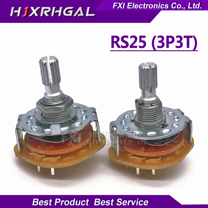 

2PCS RS25 Band switch 3P3T Mount Rotary Switch Selector Band 3 Pole 3 Position Knob Switch Band Switches