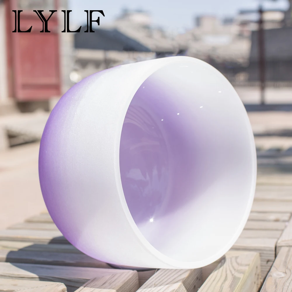 Поющая чаша с полуфиолетовым кристаллом 10 дюймов Корона B Кварцевая для