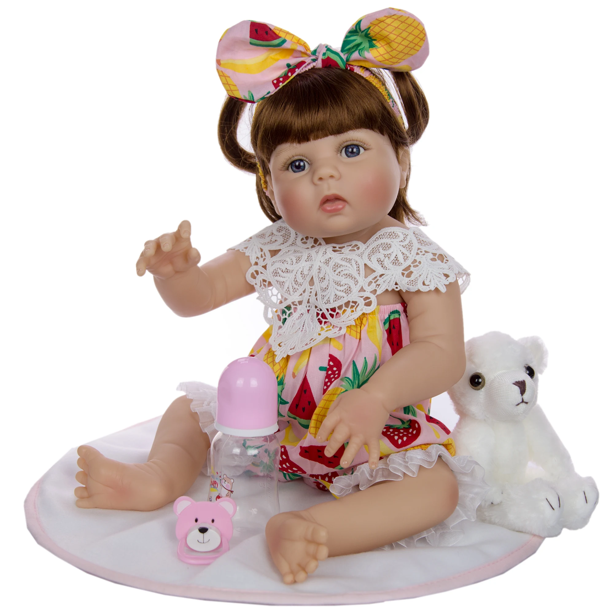 Реалистичная Милая 23 дюймовая виниловая Кукла Reborn Baby для девочек с милым