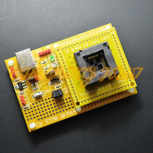 Open Top QFP64 STM8 Core board STM8A STM8S STM8L Download seat test socket Programmer adapter TQFP64 LQFP64 0.5mm pitch