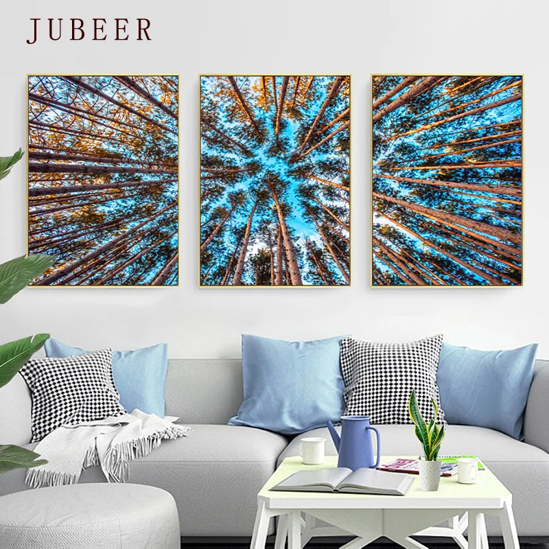 Современный лесной пейзаж холст Картина Настенная художественная постер для