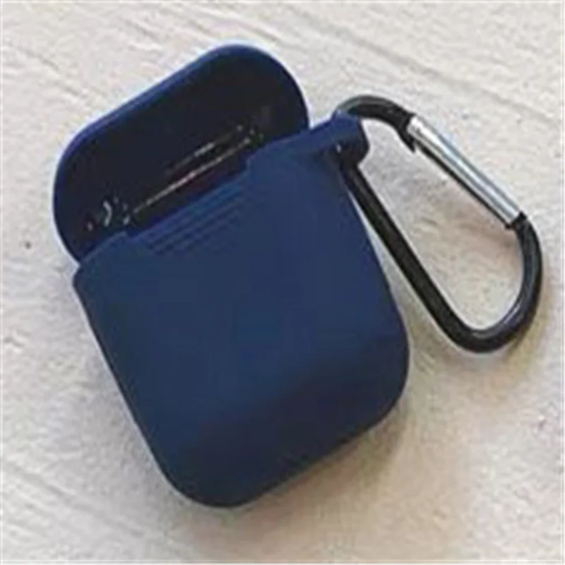 navy blue Цветной силиконовый Bluetooth беспроводной Чехол для наушников для iPhone защитный чехол модные аксессуары для кожи AirPods зарядная коробка - Цвет: navy blue