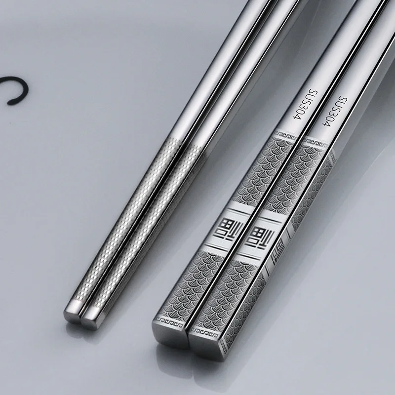 Палочки для еды из нержавеющей стали 304 с лазерной гравировкой корейские палочки