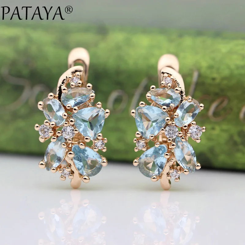 PATAYA 828, акция, новые синие серьги в форме капли воды, женские модные Эксклюзивные Дизайнерские Ювелирные изделия, 585 розовое золото, серьги с натуральным цирконием - Окраска металла: light blue