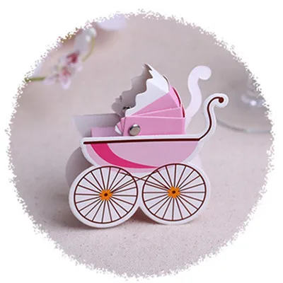 pink 50 шт бумажная коробка для конфет Коляска Форма драги подарки детский душ свадебные сувениры бумажные коробки для упаковки Dragees подарочные сумки - Цвет: pink