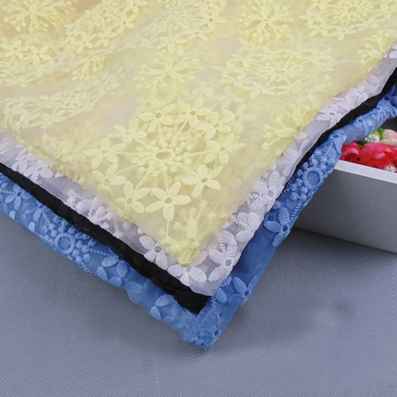 

2yards High Quality French Organza Lace Fabrics 2018 Latest African Net Milk Silk Embroidery Tulle Lace Fabric For Dress