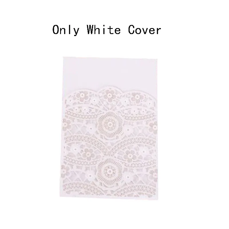 Only White Cover 50 шт. лазерная резка, для свадьбы Пригласительные карты кружева полые Флора элегантные Пригласительные открытки на заказ для свадьбы украшения для вечеринки - Цвет: Only White Cover