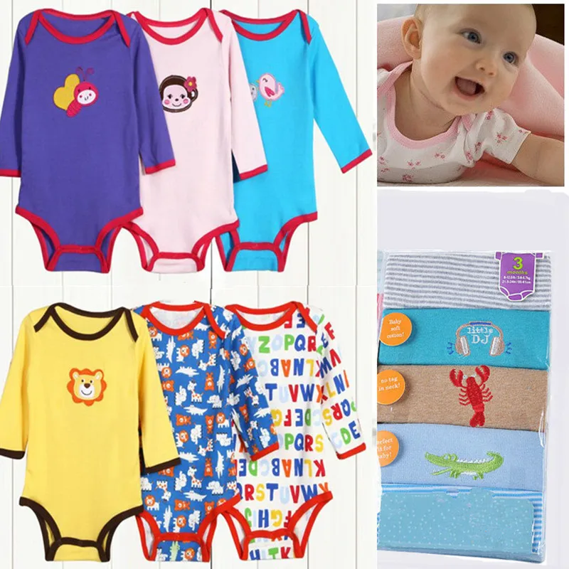 

New 3pcs/lot Baby Bodysuits Boys Girls Baby Clothing Set Original Infant Jumpsuits Winter Overalls Cotton Coveralls Cartoon Wear