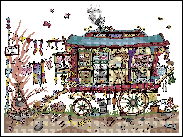 Высококачественный комплект для вышивки крестиком дом автомобиль кемпер