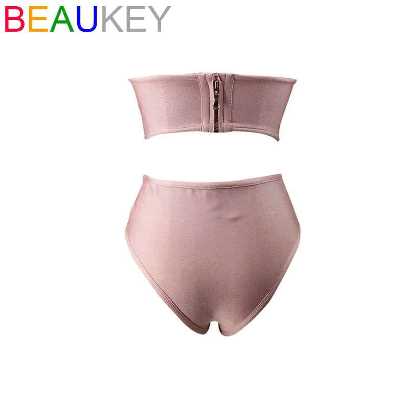 BEAUKEY 2019 женский купальник с завышенной талией без бретелек сексуальные женские