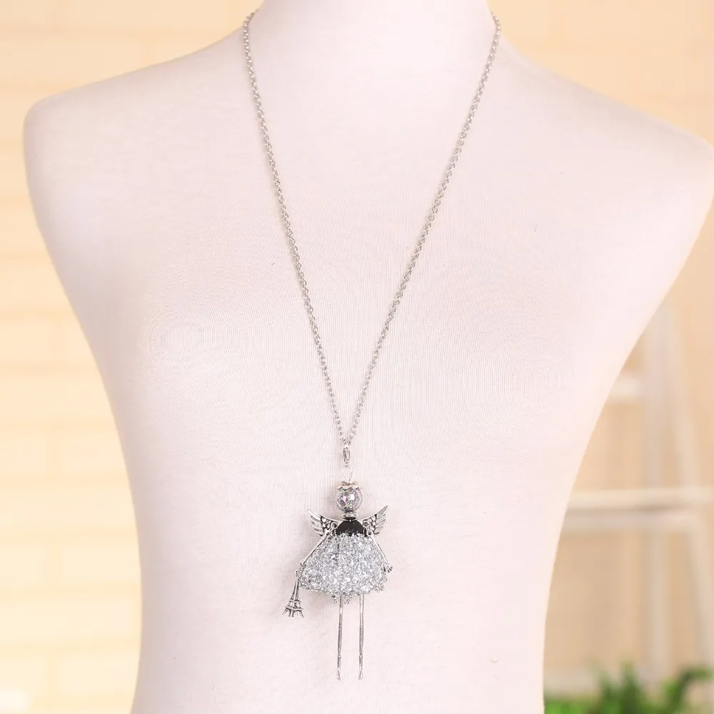 YLWHJJ новинка женская кукла красное ожерелье длинная цепочка черная подвеска