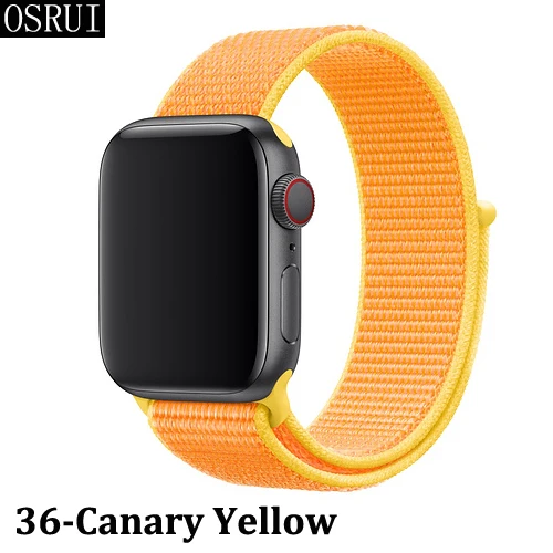 Ремешок для Apple Watch 42 мм 38 мм 5 4 3 correa iwatch 44 мм 40 мм спортивный браслет-петля Apple watch 5 4 аксессуары 5/3/2 - Цвет ремешка: 36-Canary Yellow