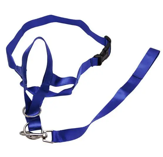 blue Нейлоновый ошейник для головы собаки, мягкий поводок для питомца, не вызывает боли, не тянет, регулируемый поводок для тренировок с лямкой на шее, для тренировки носа - Цвет: blue