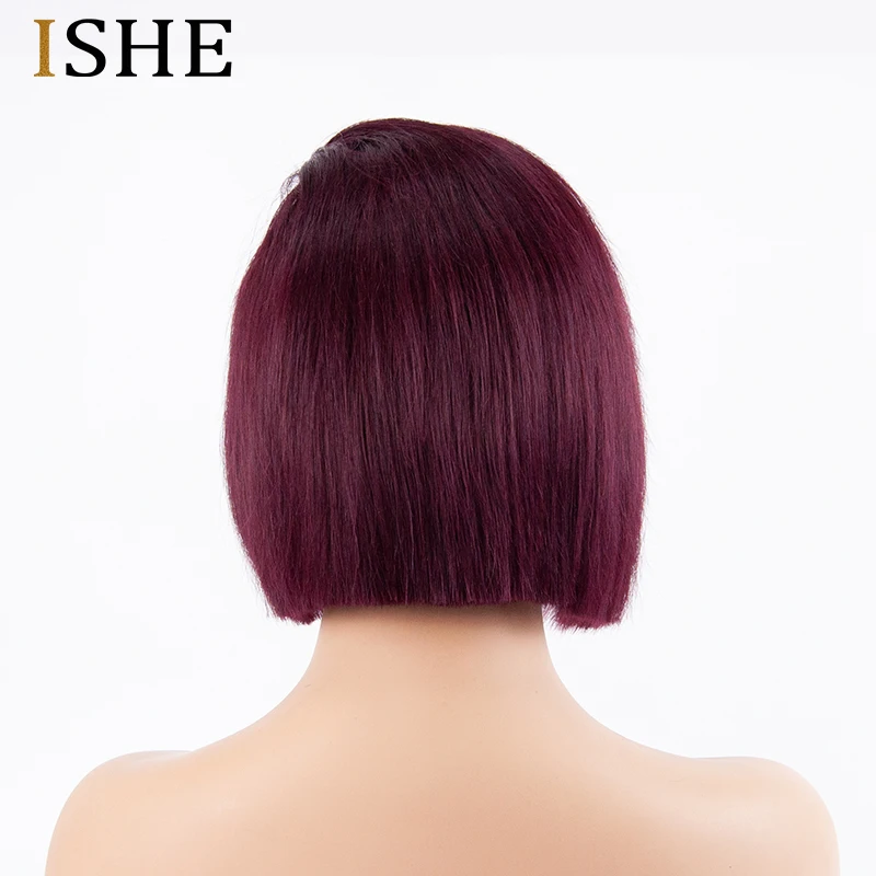 Прямой красный короткий боб парики 13x6 кружевные передние человеческие волосы