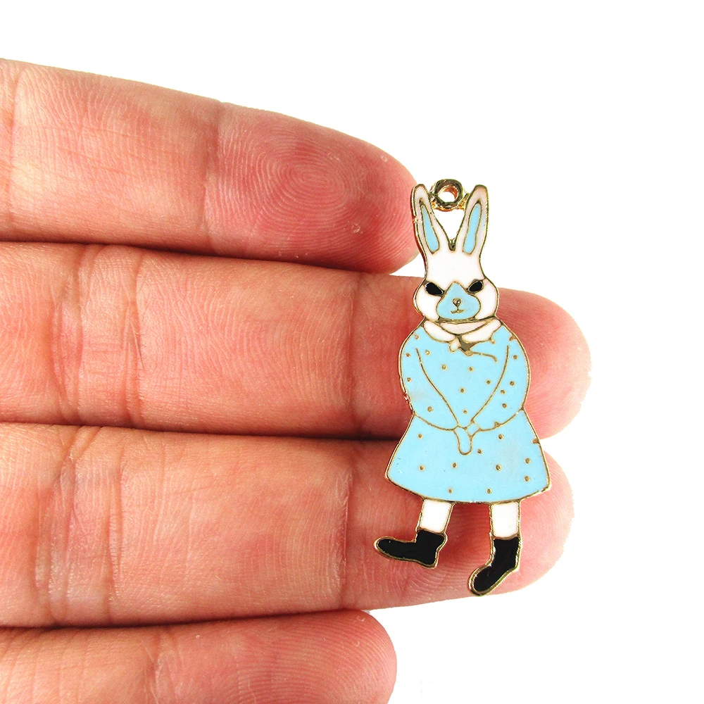 8 штук милых кроличьих эмалированных подвесок для сережек, капель масла, животного тега, ювелирных изделий, аксессуаров для самостоятельного изготовления