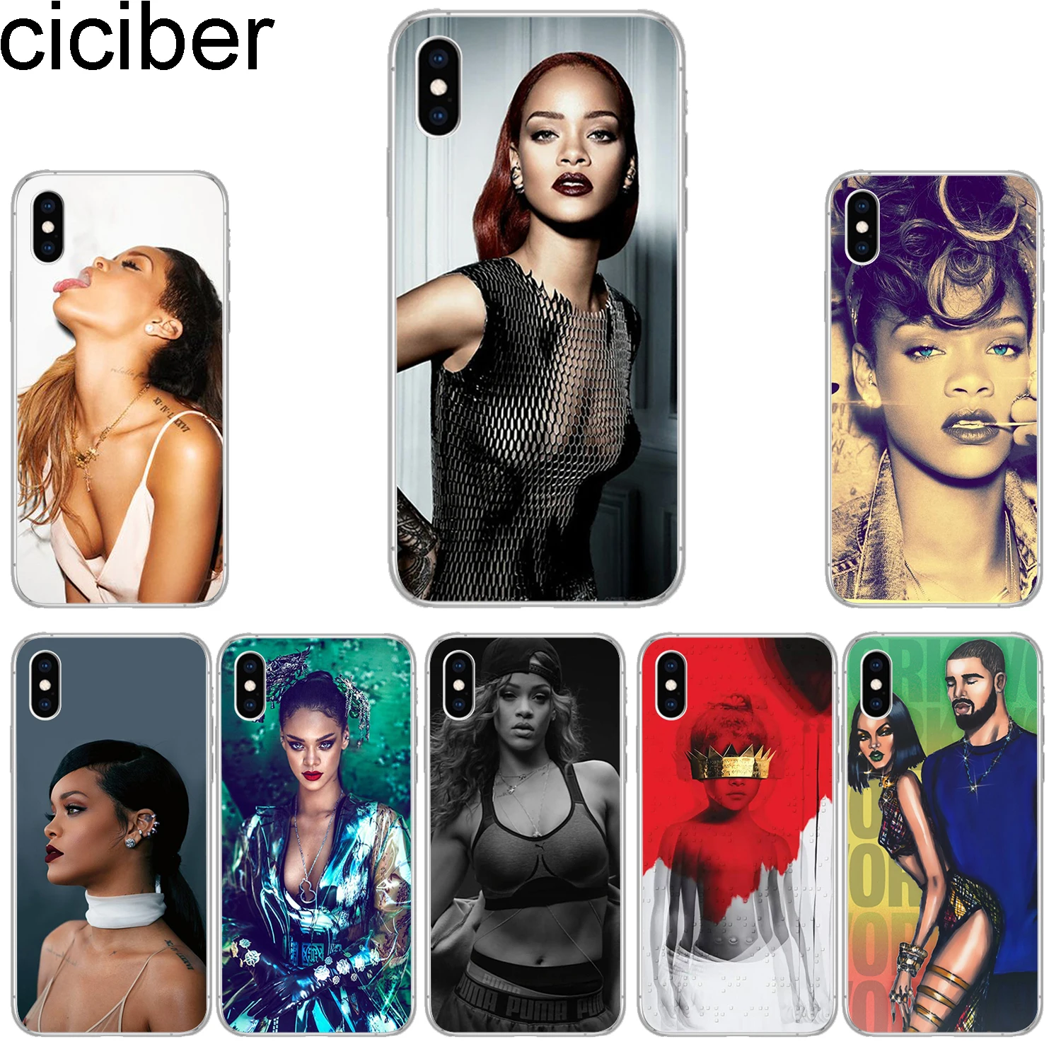 Ciciber чехлы для телефонов IPhone 7 8 6 6s Plus SE 5S X Xs XR XS Max Мягкий ТПУ чехол 11 Pro 2019 Rihanna Coque