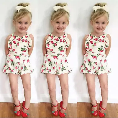 2016 летние детские комбинезоны с принтом клубники комбинезон для девочек одежда