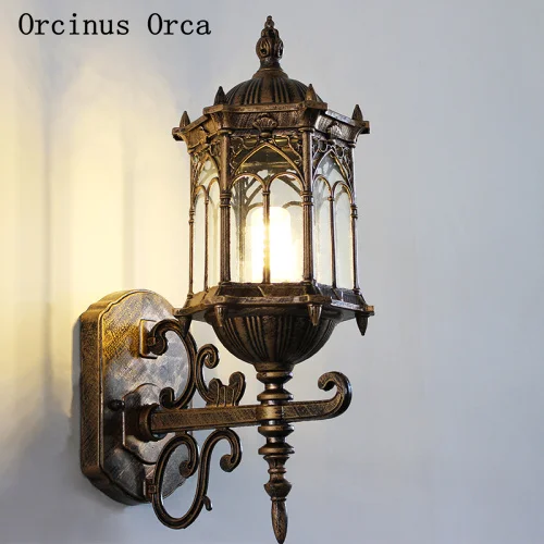 American creative personality LED outdoor wall lamp patio balcony corridor European retro waterproof gold | Освещение