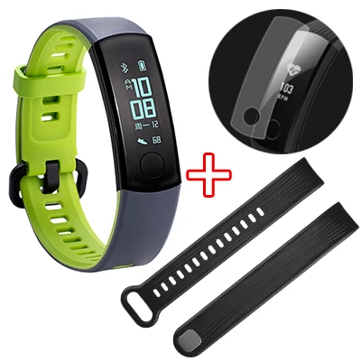 green add black Умный Браслет Huawei Honor Band 3, монитор сердечного ритма Honor 3, умный Браслет для плавания, водонепроницаемый фитнес-трекер - Цвет: green add black
