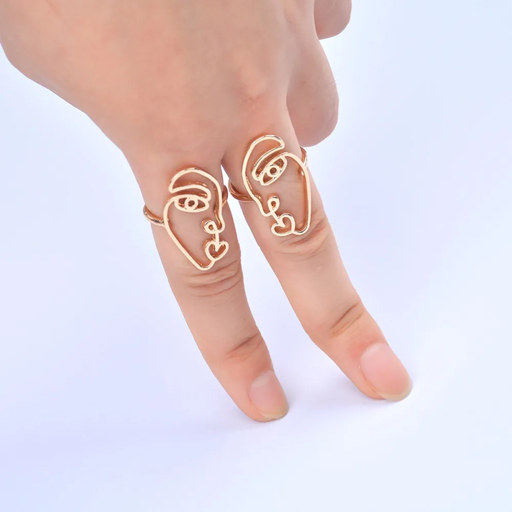 2 шт./пара новые этнические металлические полые человеческое лицо кольца для