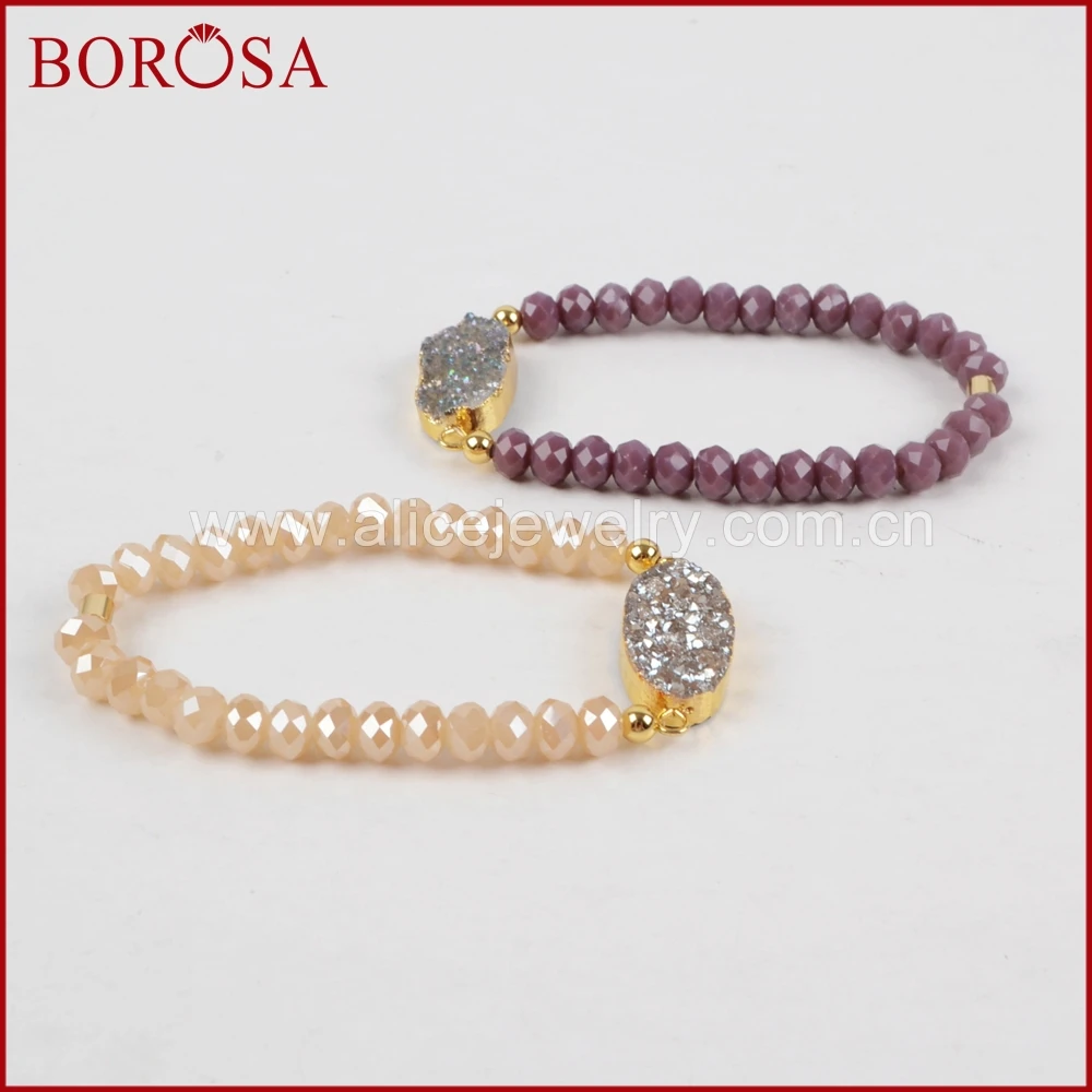 Овальный браслет BOROSA для женщин и девушек 1 шт. из натурального агата с радужными