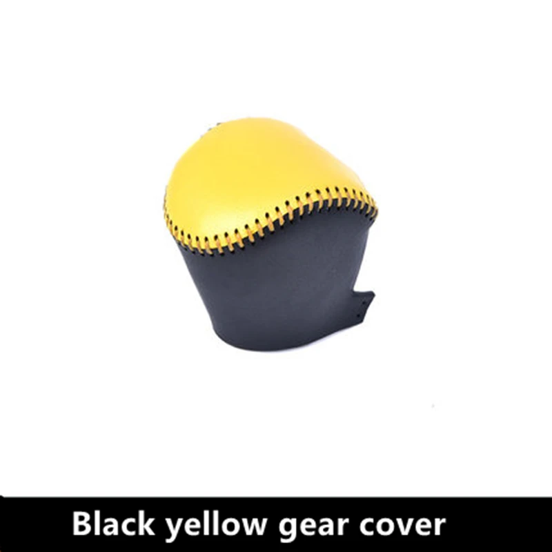 Black yellow Ручная сшитая кожаная крышка переключения для нового Smart Fortwo ForFour 453 оболочка рукоятки рычага переключения передач внутренняя отделка автомобиля аксессуары модификация - Название цвета: Black yellow