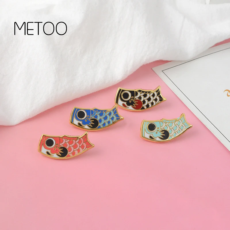 METOO 2019 японская брошь Koi эмалированная в виде флага рыбы карпа для женщин мягкие