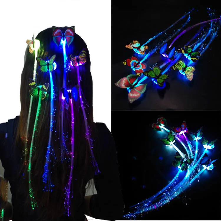 9PCS Colorful Bright Braid Nightlight Led Light-up Luminous Clip Hair Braids Halloween Gift Party Headwear | Дом и сад