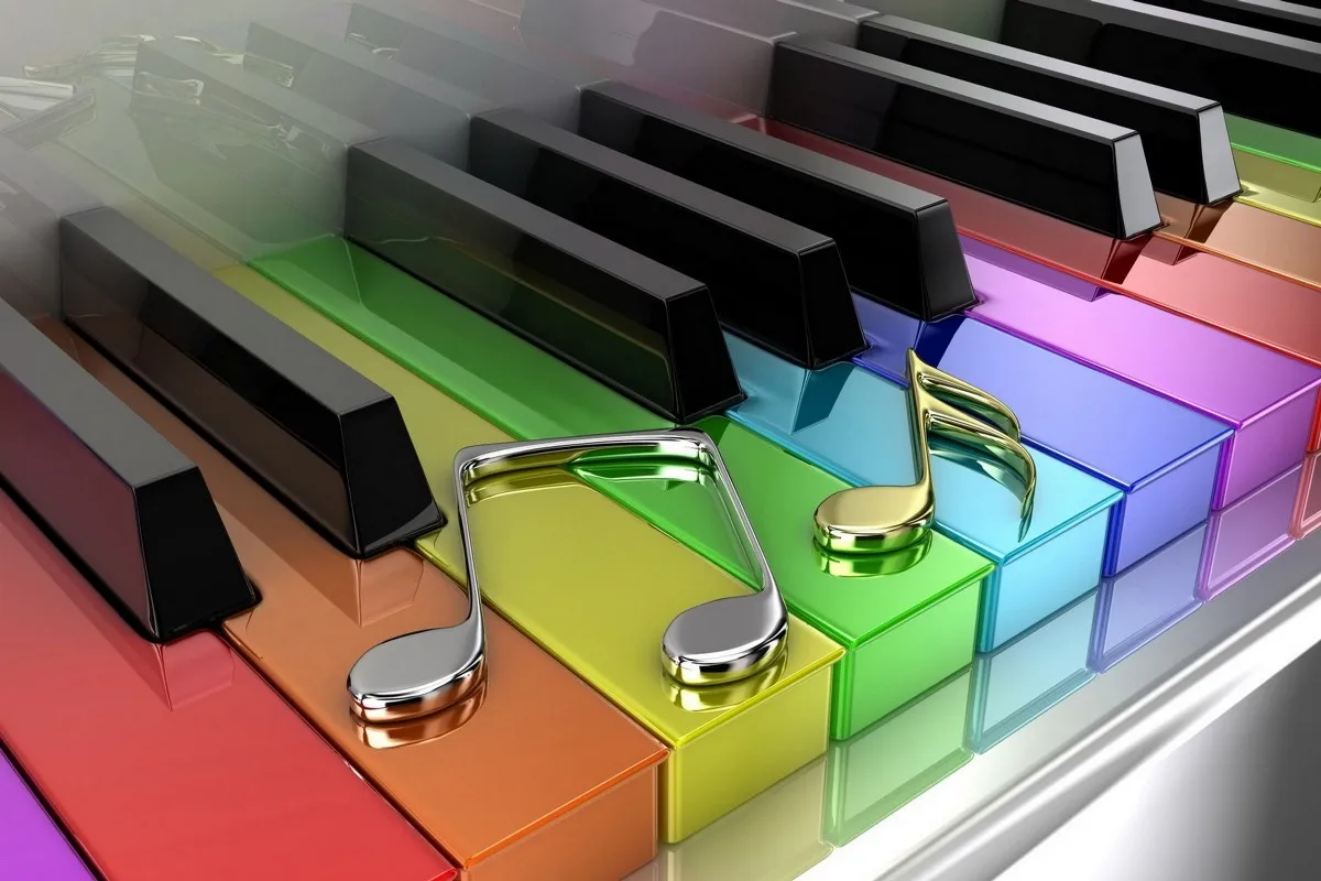 

canvas fabric poster custom print Piano With Coloured Keys PQT203 for wall art room decor home decoration (frame available)