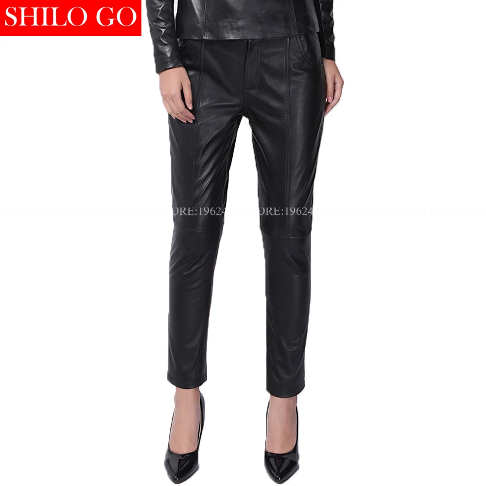 Большие размеры модные зимние женские облегающие брюки из овчины с высокой