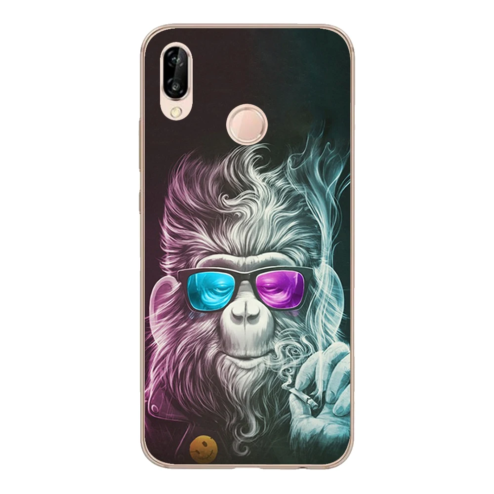 Для Huawei P20 Lite чехол 5 84 &quotМягкий ТПУ силиконовый Funda очки для курения обезьяна Nova 3e