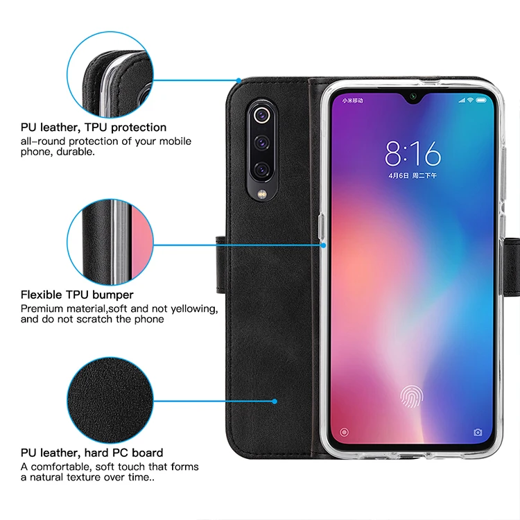 Чехол из натуральной кожи для Xiaomi 9 9SE чехол-книжка для Redmi Note7 Pocophone F1 держатель для карт Простая подставка чехол