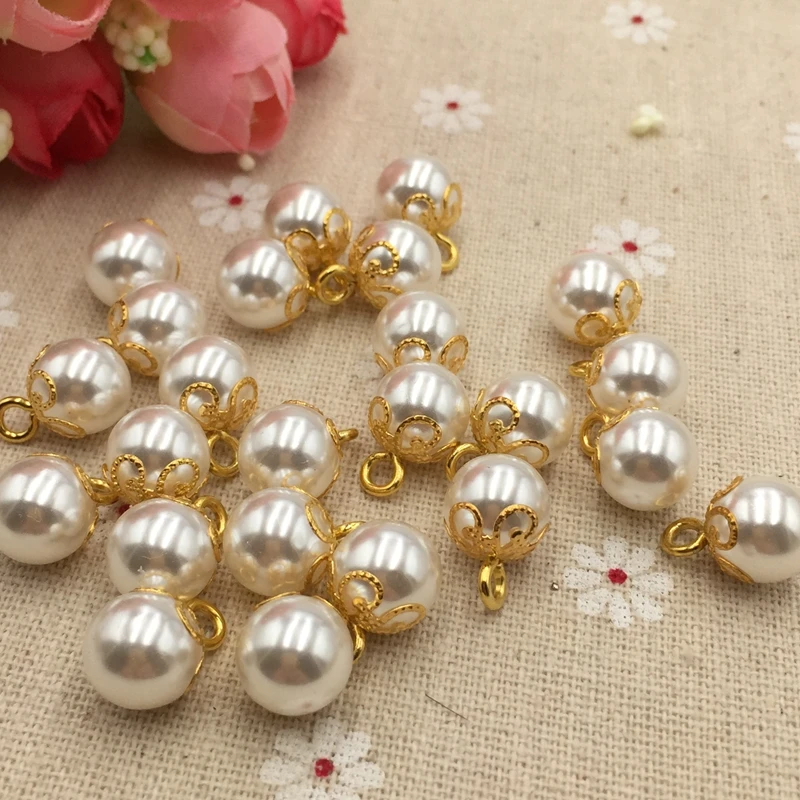 Высококачественные жемчужные пуговицы 10 мм золотой сплав жемчужный свитер