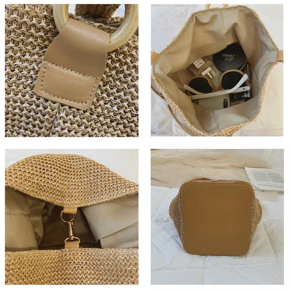 Женская Соломенная Сумка через плечо плетеная простая маленькая квадратная