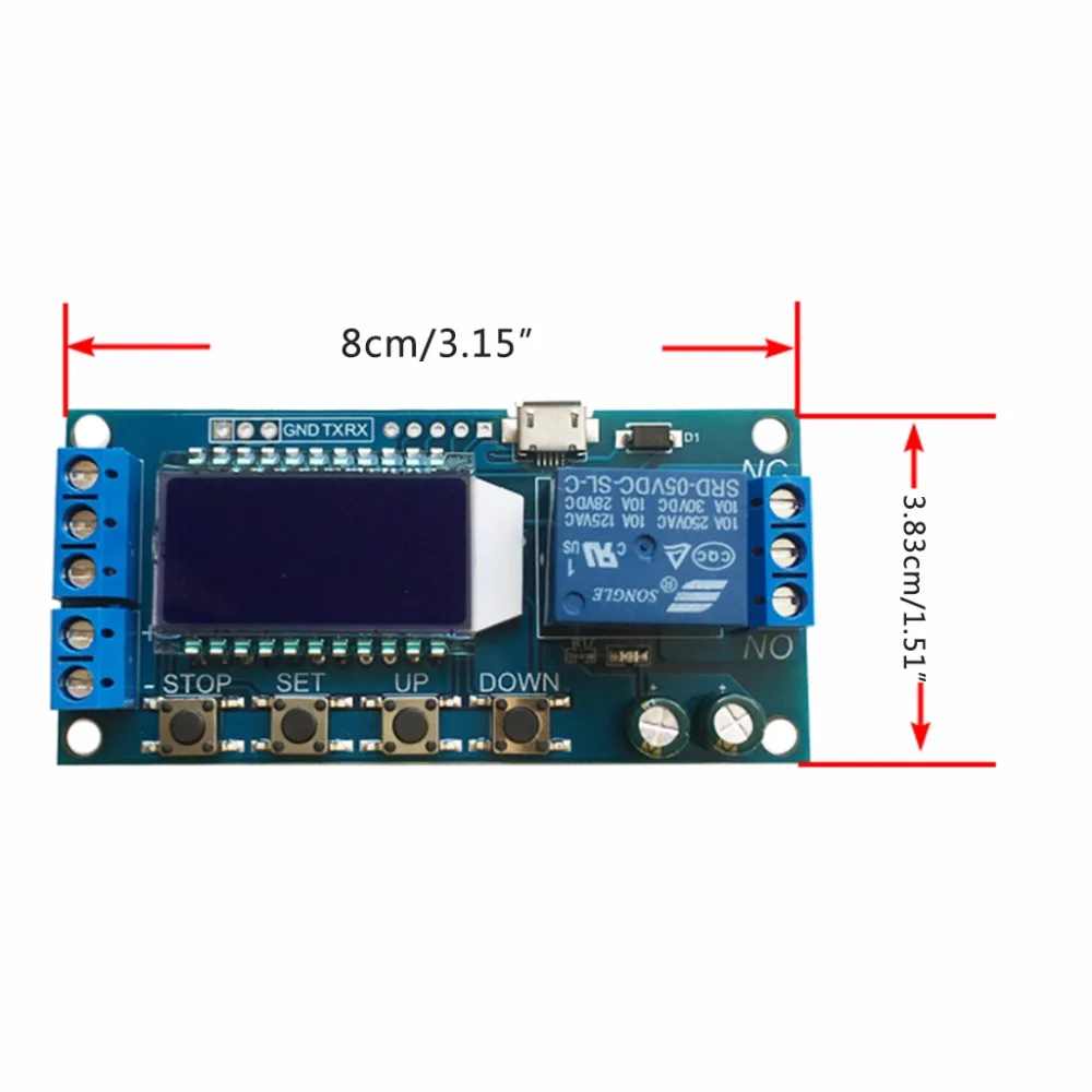 С источником питания от постоянного тока 6-30V Поддержка Micro USB 5V ЖК-дисплей Дисплей