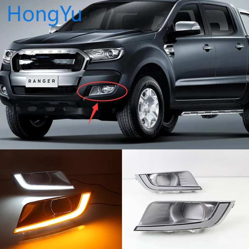 Мигающий светодиодный DRL Дневной светильник s для Ford Ranger 2015 2016 2017 2018 с желтым