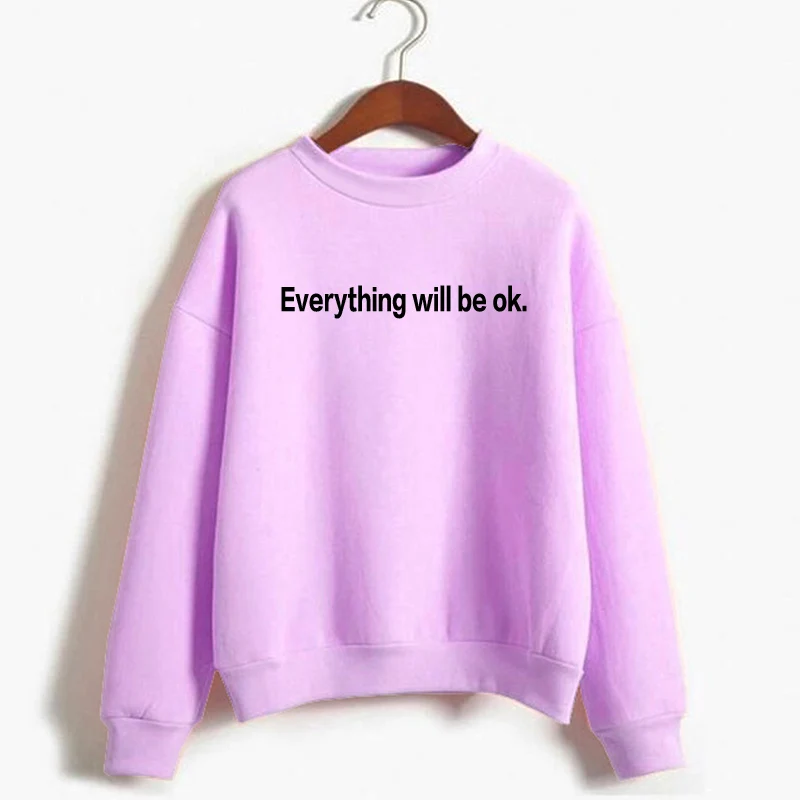 Все будет ОК Hoodie Для женщин Crewneck Ariana Grande кофты Harajuku с длинным рукавом флис теплый
