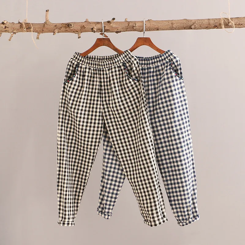 Шаровары 2018 весна лето новые женские эластичные талии длинные брюки темно синие