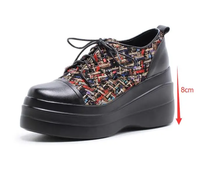 

2019 Spring new Women Flats shoes Genuine Leather Lace Up Flat platform sneakers Shoes Female Casual Creepers Flat Shoes
