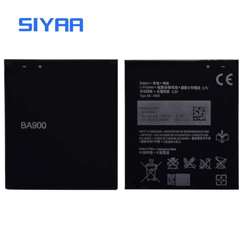 Оригинальный аккумулятор SIYAA BA900 для Sony Xperia GX TX LT29i SO 04D S36H ST26I AB 0500 сменный литий